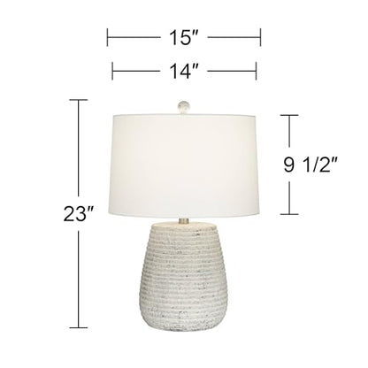360 Lighting 23" High Small Mid Century Modern Coastal Accent Table Lamp Handcrafted Sandstone Finish Ceramic Single White Shade Living Room Bedroom Bedside Nightstand House Office Colors May Vary