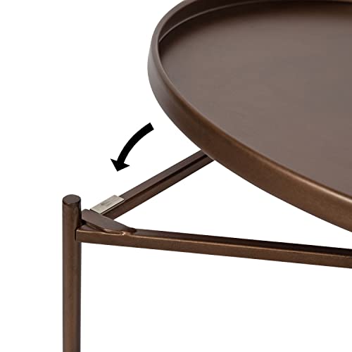 Kate and Laurel Ulani Modern Nesting Side Table; Set of 2; Bronze; Sophisticated Glam End Tables for Storage and Display - color: Bronze