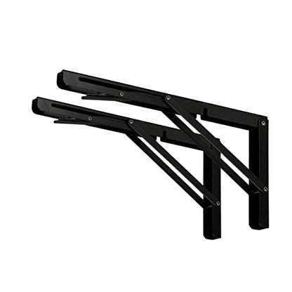 CLT 12" Black Folding Shelf Brackets Max. Load 330 lb, Heavy Duty DIY Wall Mounted Shelf Bracket Space Saving for Table Work Bench, Pack of 2 - size: 12 Inch, style: Black