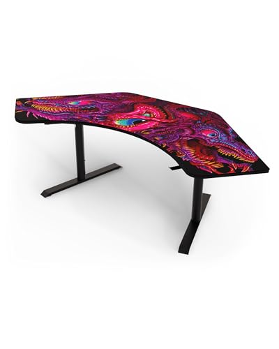 Arozzi Arena Angelo Gaming Desk Crawling Chaos | Height Adjustable Standing Desk, PC Gaming Desk, Full Coverage Mouse Pad, Home Office - color: Crawling Chaos, size: Corner