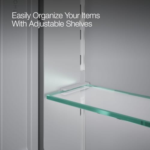 Kohler 55063-NA Embark Slim Medicine Cabinet Mirror, Adjustable Shelves with Mirrored Doors, 25 in. W x 26 in. H - size: 25 in. x 26 in., style: Flat Edge