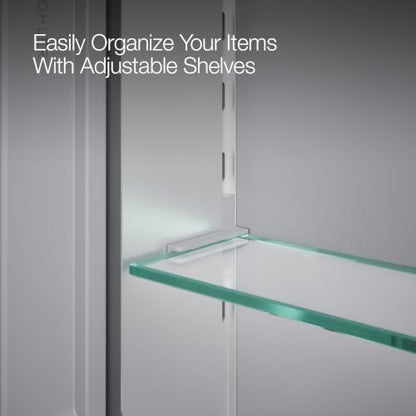 Kohler 55063-NA Embark Slim Medicine Cabinet Mirror, Adjustable Shelves with Mirrored Doors, 25 in. W x 26 in. H - size: 25 in. x 26 in., style: Flat Edge
