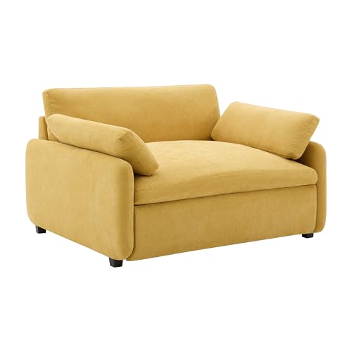 Merax 50 x 43 Oversized Chenille Single Sofa Chair,Wide and Deep Seat Accent Chair,Modern Upholstered Comfy Couch with Pillows for Living Room,Apartment,Bedroom,Yellow - color: Yellow