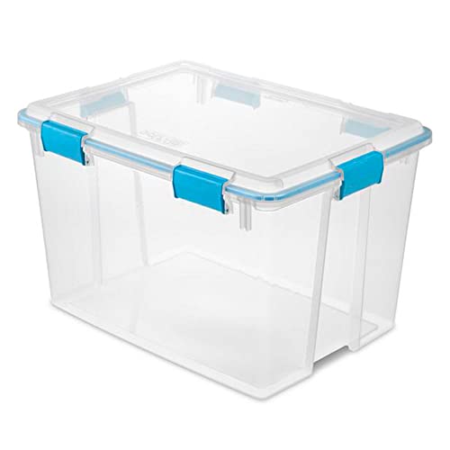 Sterilite 80 Qt Gasket Box, Stackable Storage Bin with Latching Lid and Tight Seal, Plastic Container to Organize Basement, Clear Base and Lid, 1-Pack - size: 80 Quart, style: 1 Pack