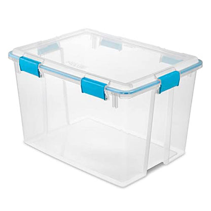Sterilite 80 Qt Gasket Box, Stackable Storage Bin with Latching Lid and Tight Seal, Plastic Container to Organize Basement, Clear Base and Lid, 1-Pack - size: 80 Quart, style: 1 Pack