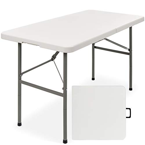 Best Choice Products 4ft Plastic Folding Table, Indoor Outdoor Heavy Duty Portable w/Handle, Lock for Picnic, Party, Camping - White - color: White, size: 4ft