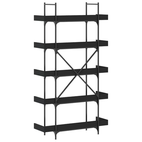 5-Tier Bookshelf Industrial Bookcase with Metal Frame, Storage Display Rack for Home Office, Living Room, Bedroom, 39.4x13x71.1 Inch, Black - color: Black 16