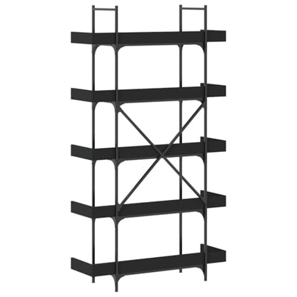 5-Tier Bookshelf Industrial Bookcase with Metal Frame, Storage Display Rack for Home Office, Living Room, Bedroom, 39.4x13x71.1 Inch, Black - color: Black 16