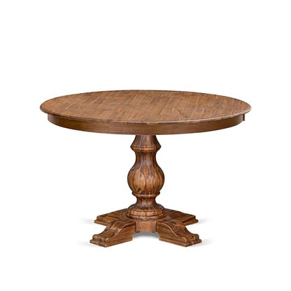 FE5-0N-TP - Kitchen Table with Acacia Wood Round Tabletop, Antique Walnut Finish - color: Antique Walnut, size: 48x48 Inch