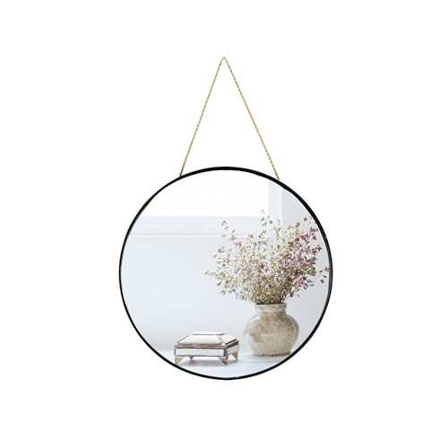 YCHMIR Small Round Wall Mirror,Bathroom Mirror (Black, 11.8 in.) - color: Black