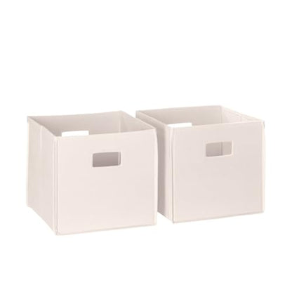 RiverRidge 접이식 보관함 - 25.4cm(10인치) 높이 크림 큐브 2팩 | 패브릭 통, 보관 큐브 2개 세트, 컷아웃 핸들, 놀이방 옷장 오거나이저, 하단 보드 인서트가 있는 접이식 칸막이 - color: 크림 25.4cm(10인치) 높이 통 2개