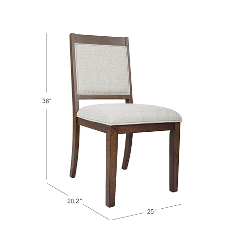 HomePop Open Back Upholstered Wood Frame Dining Chairs -Neutral Textured Solid (Set of 2) - color: Neutral Textured Solid (Set of 2), style: Pack of 2