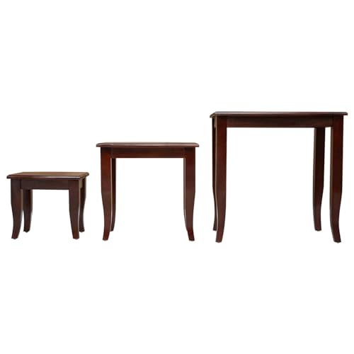 3 pcs Wooden Nesting Side Tables, Space Saving Design Stacking Side Table for Living Room Bedroom, Brown,-226 - color: Brown