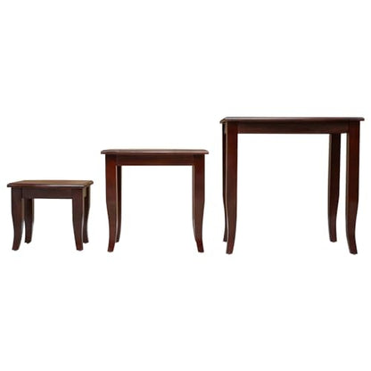 3 pcs Wooden Nesting Side Tables, Space Saving Design Stacking Side Table for Living Room Bedroom, Brown,-226 - color: Brown