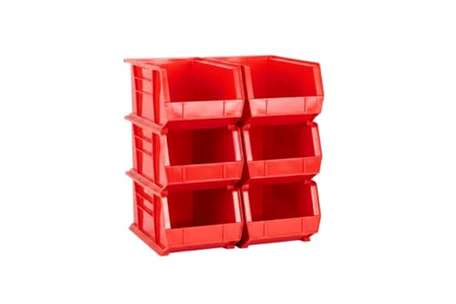 HE HUDSON EXCHANGE 15" x 8" x 7" (6 Pack) Plastic Stackable Storage Bin, Red - color: Red, size: 6 Pack