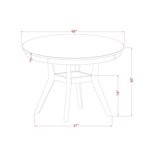 F58-11-TP - Kitchen Table with Acacia Wood Round Tabletop, Sand Blasted Black Finish - color: Sand Blasted Black, size: 54x54 Inch