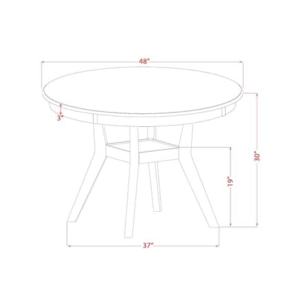 F58-11-TP - Kitchen Table with Acacia Wood Round Tabletop, Sand Blasted Black Finish - color: Sand Blasted Black, size: 54x54 Inch