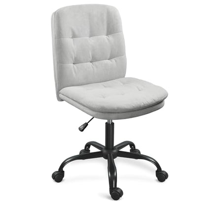 Home Office Desk Chair Comfy - Armless Criss Cross Chair with Wheels Vanity Chair Office Chairs Rolling Swivel Height Adjustable for Adults - Light Grey - color: Light Grey