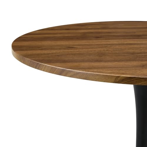 31.5" Round Dining Table, Mid-Century Modern Tulip Table with Thickened Tabletop & Metal Pedestal, Circle Bistro Table for Kitchen, Small Places, Apartments, Cafe - color: Walnut, size: 31.5" dining table