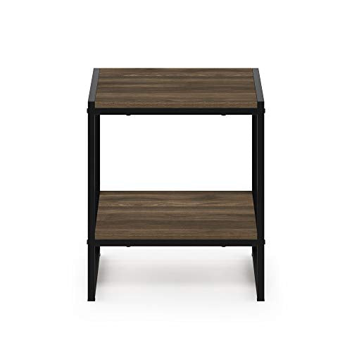 FURINNO Camnus Modern Living 2-Tier End Table, Columbia Walnut, 15.9 in x 15.75 in x 18 in - color: Columbia Walnut, size: 2-Tier, 15.9" Square