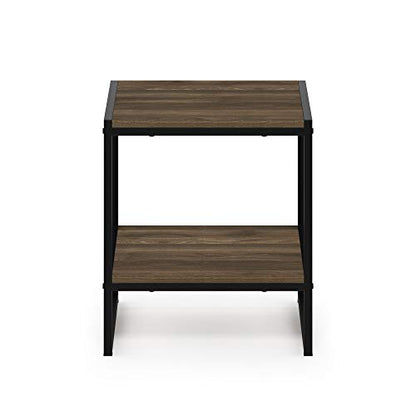 FURINNO Camnus Modern Living 2-Tier End Table, Columbia Walnut, 15.9 in x 15.75 in x 18 in - color: Columbia Walnut, size: 2-Tier, 15.9" Square