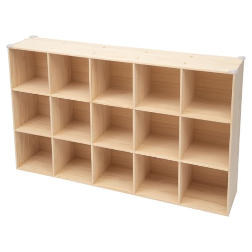 15 Cube Storage Organizer - Solid Wood Bookshelf - Cube Shelf - Vertical or Horizontal Bookcase - Open Book Shelf - Easy Assembly for Bedroom, Living Room, Office - size: 15-Cube