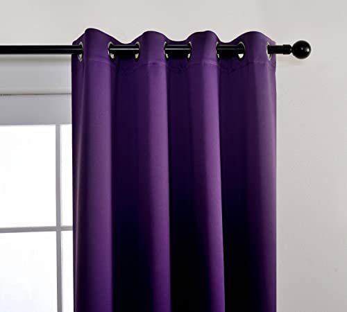 2 Panels Room Darkening Thermal Insulated Grommet Window Blackout Curtains for Bedroom 95 Inches Long Purple - color: Purple, size: 52"W x 95"L (Pack of 2)