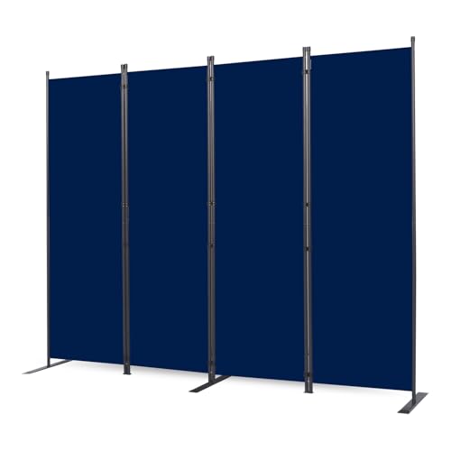 Room Divider, 4 Panel Folding Privacy Screens with Wider Feet, Navy Blue | 88" W X 71" H Room Divider Panel, Stable Frame Structure, Flexible Space Separator, Portable wall divider for Room Partition - color: Navy Blue, size: 22"- 4 Panel