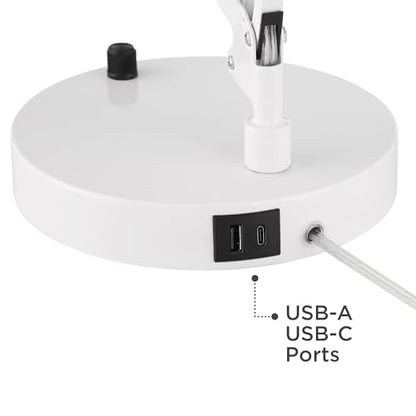 Shoup 33 1/2" Large Architect Desk Lamp Adjustable Height USB Ports A+C | Modern Charging White Home Office Living Room Bedroom Bedside Nightstand House