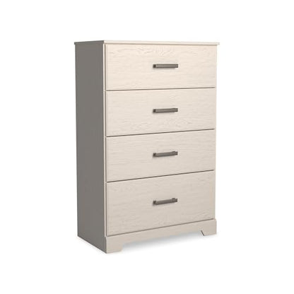 Signature Design by Ashley Stelsie Tall Dresser, White Chest with Four Smooth‑Gliding Drawers, Storage Furniture for Bedroom or Closet, 30.24" W x 46.34" H - color: White, style: Chest of Drawers