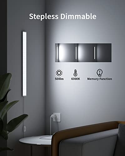 ASOKO Under Cabinet LED Light Strip 16" Dimmable Kitchen Lamp | ASOKO 16" Under Cabinet LED Light, Dimmable 6000K Plug in Closet Counter Light with Memory, Kitchen Desk - color: Cool White, size: 16Inch-Standard