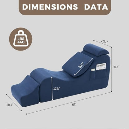 Yoga Chairs for Adults, Ergonomic Chaise Lounge Chair Indoor with Side Pocket, Lumbar Pillow, Ottoman, Yoga Chair Perfect for Stretching, Relaxation, Exercise, Used in Bedroom, Living Room (Blue) - color: Blue