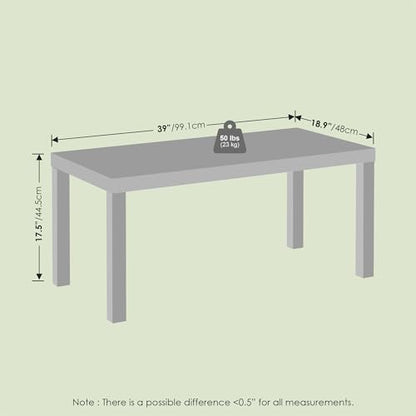 Bayan Coffee Table, Square Side Table or Small Spaces, Living Room, Black | 18.9 (D) x 38.98 (W) x 17.52 (H) inches - color: Black, size: 18.9 (D) x 39 (W) x 17.5 (H) inches
