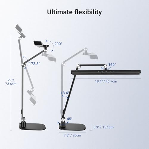NEEWRE Basics 18" LED Video Light Bar with Base for Desk, 18W Bi Color Eye Friendly Dimmable Overhead Architect Lighting for Video Conference Zoom, 1340lux/0.5m, Touch Control/CRI95+, DL03