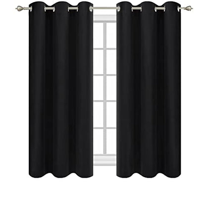 Diraysid Black Grommet Blackout Curtains for Bedroom Thermal Insulated Room Darkening Curtains Drapes, 42 x 54 inch, 2 Panels - color: Black, size: 42"W x 54"L (Pack of 2)