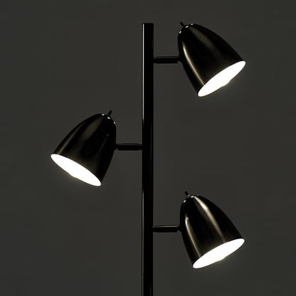 Brightech Jacob LED Standing Lamp, Modern Bright Floor Lamps for Living Rooms & Bedrooms, Tall LED Lighting Lamp with Adjustable 3 Light Tree – Classic Black - color: Black