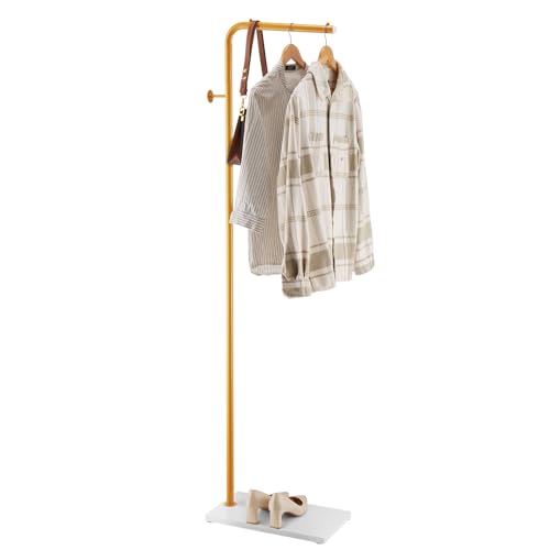 VEVOR Coat Rack, Freestanding Coats Rack Stand with Quartz Stone Base & 3 Round Hooks, Free Standing Hall Coat Tree for Entryway, Bedroom, Living Room, Stylish Clothes Hanger Stand for Coats, Hat, Bag - style: 7-Shaped