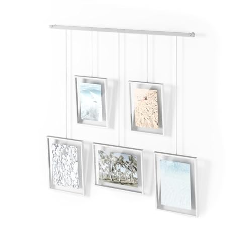 Umbra Exhibit Picture Frame Gallery Set Holds Five Photos, White - color: White, size: Set of 5, style: 5-Opening