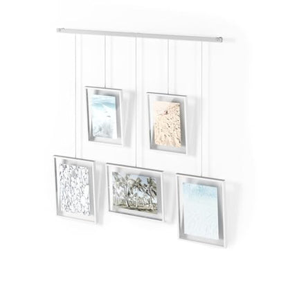 Umbra Exhibit Picture Frame Gallery Set Holds Five Photos, White - color: White, size: Set of 5, style: 5-Opening