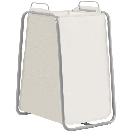 STORAGE MANIAC Metal Rack Laundry Hamper, 85L Large Laundry Basket with Convenient Handle, Freestanding Dirty Clothes Hamper for for Dorm, College, Small Space, Closet, Bedroom, Beige - color: Beige