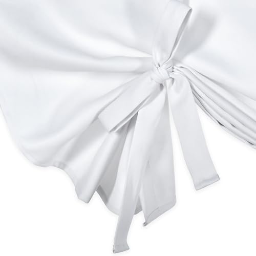 Pure White Balloon Shades Room Darkening Kitchen Window Curtain - Adjustable Thermal Insulated Tie Up Curtain Panel for Bathroom (34 W x 45 inches Long,1 Panel) - color: Pure White, size: 34"W x 45"H