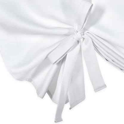 Pure White Balloon Shades Room Darkening Kitchen Window Curtain - Adjustable Thermal Insulated Tie Up Curtain Panel for Bathroom (34 W x 45 inches Long,1 Panel) - color: Pure White, size: 34"W x 45"H