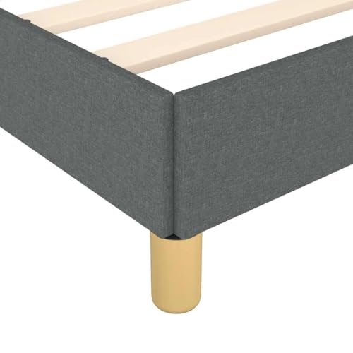 Full Upholstered Bed Frame, Dark Gray Polyester Fabric, Modern Low Profile Design, Durable Engineered Wood, 55.1x76x9.8 cm, Headboard-Free for Bedroom Furniture