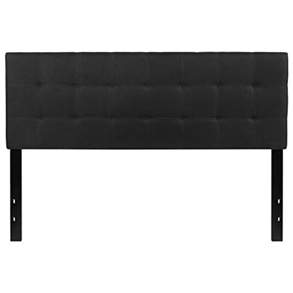 EMMA + OLIVER Black Queen Quilted Tufted Headboard | Adjustable Bed Rail Slots, Fabric Upholstered - color: Black, size: Queen