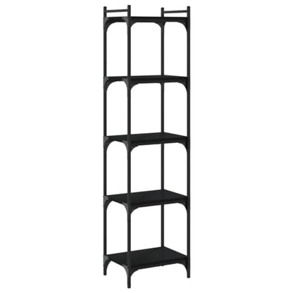 5-Tier Black Engineered Wood and Metal Bookcase, Tall Bookshelf for Living Room, Home, Office - color: Black/60.6", size: 15.7"