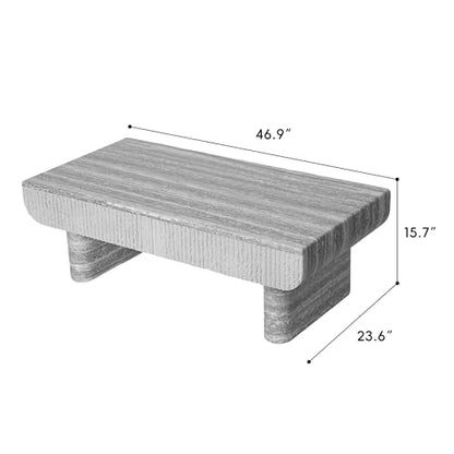 46.85" Coffee Table with Faux Marble Tabletop & Fluted Drawer for Living Room, Modern Rectangular MDF Wooden Centre Table Tea Table for Apartment, Grey - color: 46.85" Coffee Table With Faux Marble Tabletop,grey