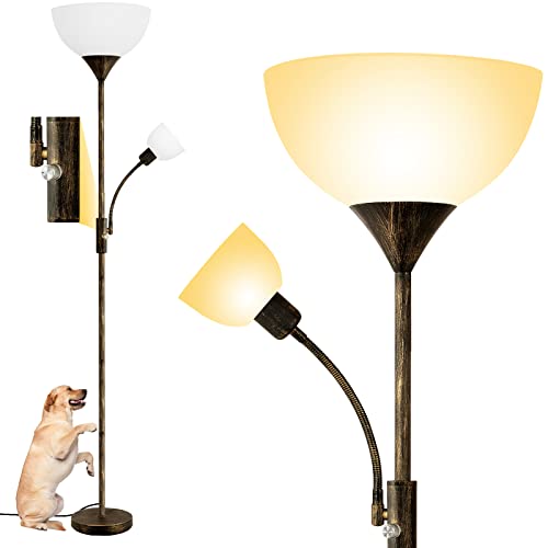 Floor Lamps for Living Room, Standing Lamp, 71" Torchiere Floor Lamp with Reading Lamp, 3 Way Switch, Corner Floor Lamps for Living Room/Bedroom, Rustic Bronze Floor Lamp(E26 Base, No Bulb) - color: Bronze Floor Lamp(No Bulb)