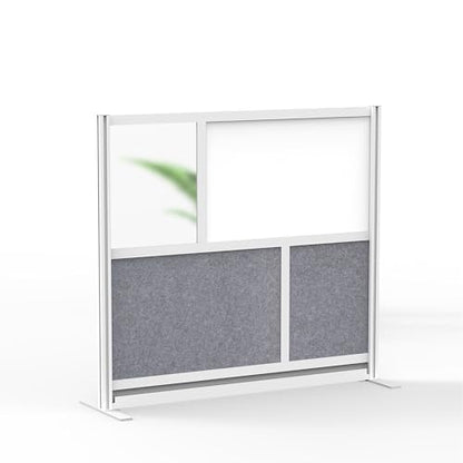 Workflow Modular Wall | Room Divider with Whiteboard, Sound Dampening, & Frosted Acrylic Panels | Expandable Office Partition for Privacy & Stability (53" x 48") - size: 53" x 48"