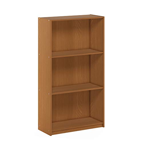 Furinno BASIC Book Shelf, 3-Tier Modern Bookshelf, Bookcase with Open Shelves, 9.3" x 21.8" x 39.5", for Living Room, Bedroom, Home Office, Light Cherry - color: Light Cherry, size: 3-Tier