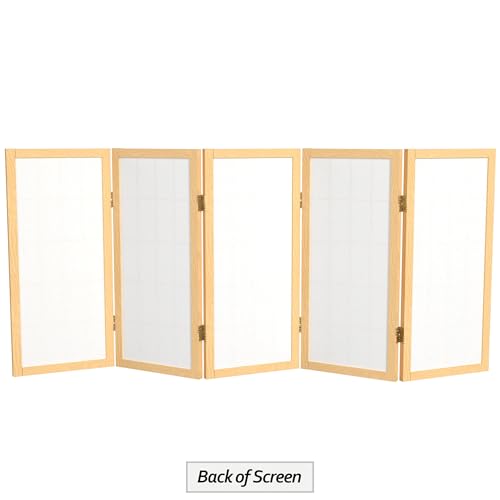 2 ft. Short Desktop Window Pane Shoji Screen - Natural - 5 Panels - color: Natural, size: 5 Panel